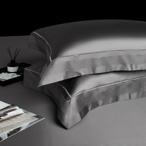 140S Cotton Double Strand Wide Edge Process Duvet Quilt Comforter Cover Deep Grey Bed Sheet Pillowcases Bedding Set