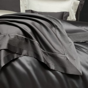 140S Cotton Double Strand Wide Edge Process Duvet Quilt Comforter Cover Deep Grey Bed Sheet Pillowcases Bedding Set