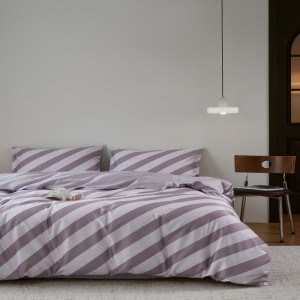 50S Double-stranded Long-staple Cotton Twill Satin Digital Printing Duvet Cover Purple Bed Sheet Bedding Set