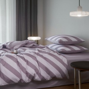 50S Double-stranded Long-staple Cotton Twill Satin Digital Printing Duvet Cover Purple Bed Sheet Bedding Set
