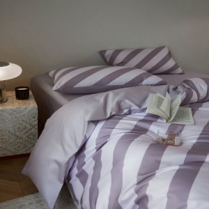 50S Double-stranded Long-staple Cotton Twill Satin Digital Printing Duvet Cover Purple Bed Sheet Bedding Set