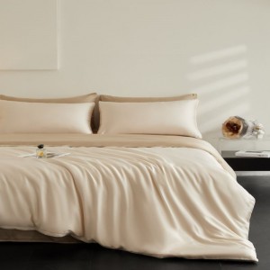 60S Lyocell Contrast Color Top Quality Home Textile Soft And Skin-friendly Duvet Cover Bed Sheet Champagne Bedding Set