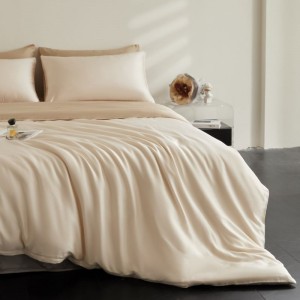 60S Lyocell Contrast Color Top Quality Home Textile Soft And Skin-friendly Duvet Cover Bed Sheet Champagne Bedding Set