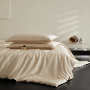 60S Lyocell Contrast Color Top Quality Home Textile Soft And Skin-friendly Duvet Cover Bed Sheet Champagne Bedding Set