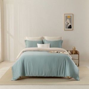 Modren Solid Color Home Textile Blue And White Duvet Quilt Comforter Cover Double Coverlets Pillowcases 60S Lyocell Bedding Set