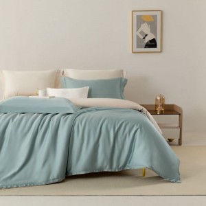 Modren Solid Color Home Textile Blue And White Duvet Quilt Comforter Cover Double Coverlets Pillowcases 60S Lyocell Bedding Set