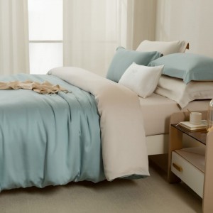 Modren Solid Color Home Textile Blue And White Duvet Quilt Comforter Cover Double Coverlets Pillowcases 60S Lyocell Bedding Set