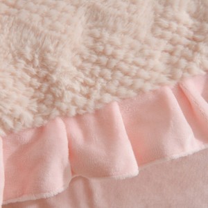 High quality rabbit fleece 4pcs home textiles solid color ruffles bedding set supplier