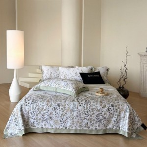 Floral Plant Digital Printing Summer Quilt Set With Bed Sheet Pillowcases 4 Pieces Bedding Set