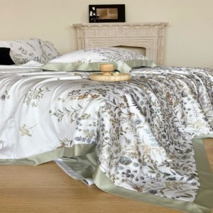 Floral Plant Digital Printing Summer Quilt Set With Bed Sheet Pillowcases 4 Pieces Bedding Set