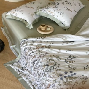 Floral Plant Digital Printing Summer Quilt Set With Bed Sheet Pillowcases 4 Pieces Bedding Set