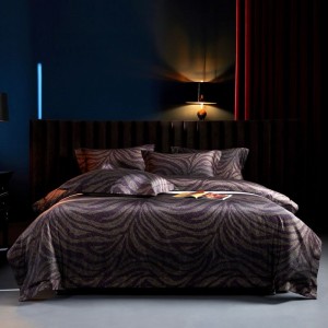 140S double long-staple cotton button zipper duvet comforter quilt cover high class digital printing brown bedding set