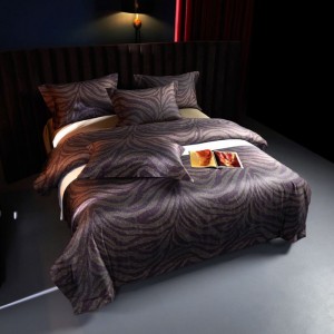 140S double long-staple cotton button zipper duvet comforter quilt cover high class digital printing brown bedding set