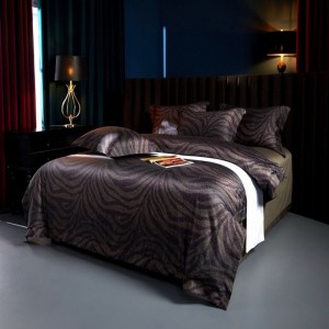 140S double long-staple cotton button zipper duvet comforter quilt cover high class digital printing brown bedding set