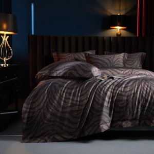 140S double long-staple cotton button zipper duvet comforter quilt cover high class digital printing brown bedding set