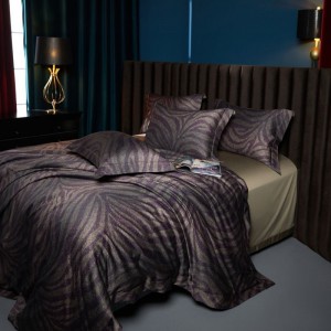140S double long-staple cotton button zipper duvet comforter quilt cover high class digital printing brown bedding set