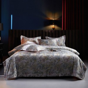 Luxury 140S Long Staple Cotton Home Textile Digital Printing Duvet Quilt Comforter Cover Double Coverlets Bed Sheet Silver Bedding Set