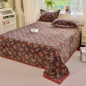 Winter warm fluffy 4pcs comforter cover black red plant printing home textiles bedding set