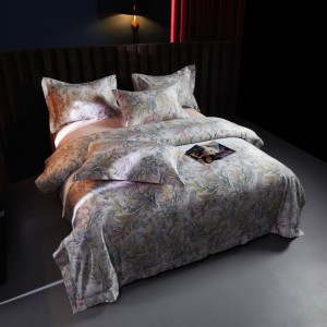 Luxury 140S Long Staple Cotton Home Textile Digital Printing Duvet Quilt Comforter Cover Double Coverlets Bed Sheet Silver Bedding Set