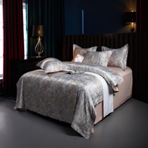 Luxury 140S Long Staple Cotton Home Textile Digital Printing Duvet Quilt Comforter Cover Double Coverlets Bed Sheet Silver Bedding Set