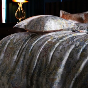 Luxury 140S Long Staple Cotton Home Textile Digital Printing Duvet Quilt Comforter Cover Double Coverlets Bed Sheet Silver Bedding Set