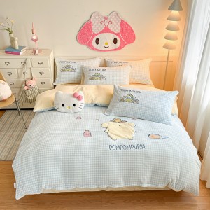 New arrival blue milk velvet home textiles printing comforter duvet cover bedding set supplier