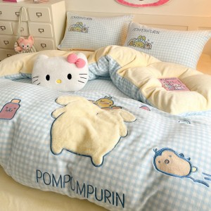New arrival blue milk velvet home textiles printing comforter duvet cover bedding set supplier
