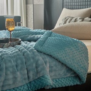 Customized Solid Color Blue Blanket Super Soft Couverture Cozy Flannel Fleece Blanket