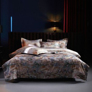 Skin-friendly 140S Long Staple Cotton Home Textile Luxury Digital Printing Duvet Cover Bed Linen Bedding Set