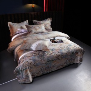 Skin-friendly 140S Long Staple Cotton Home Textile Luxury Digital Printing Duvet Cover Bed Linen Bedding Set