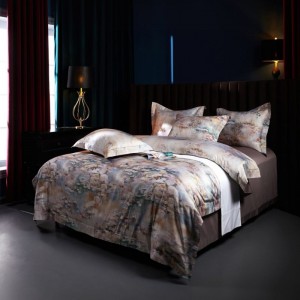 Skin-friendly 140S Long Staple Cotton Home Textile Luxury Digital Printing Duvet Cover Bed Linen Bedding Set