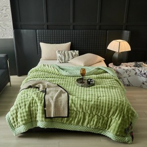 Customized Solid Color Blue Blanket Super Soft Couverture Cozy Flannel Fleece Blanket