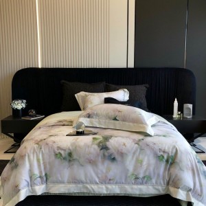 High-quality purple satin cotton colored bed sheets exquisite 100S Australia cotton printing quilt cover home textile bedding set manufacture