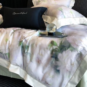 High-quality purple satin cotton colored bed sheets exquisite 100S Australia cotton printing quilt cover home textile bedding set manufacture
