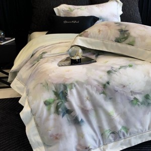 High-quality purple satin cotton colored bed sheets exquisite 100S Australia cotton printing quilt cover home textile bedding set manufacture