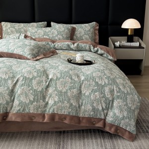 premium quality green printing home textiles green milk velvet bedding set wholesaler