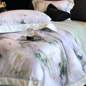 High-quality purple satin cotton colored bed sheets exquisite 100S Australia cotton printing quilt cover home textile bedding set manufacture