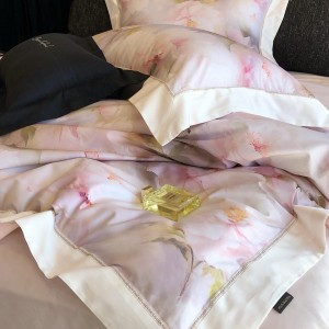 High-quality purple satin cotton colored bed sheets exquisite 100S Australia cotton printing quilt cover home textile bedding set manufacture