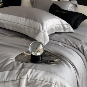 Hot-selling 4-pieces textile jacquard 2m/2.2m grey 100S cotton bedsheet flat sheets 1.8m quilt cover premium bedding set manufacture