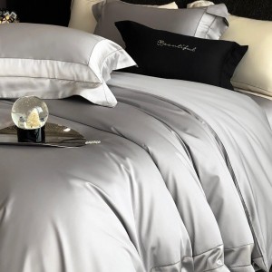 Hot-selling 4-pieces textile jacquard 2m/2.2m grey 100S cotton bedsheet flat sheets 1.8m quilt cover premium bedding set manufacture