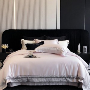 Hot-selling 4-pieces textile jacquard 2m/2.2m grey 100S cotton bedsheet flat sheets 1.8m quilt cover premium bedding set manufacture