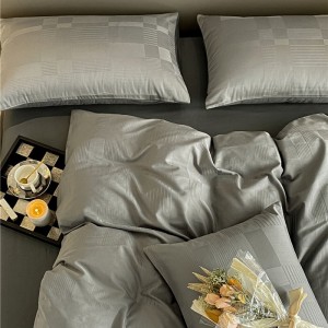 Premium quality grey jacquard home textiles 100% cotton duvet cover bedding set supplier