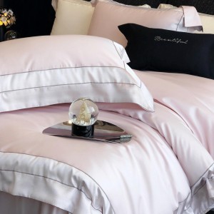 Hot-selling 4-pieces textile jacquard 2m/2.2m grey 100S cotton bedsheet flat sheets 1.8m quilt cover premium bedding set manufacture