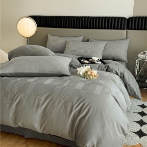 Premium quality grey jacquard home textiles 100% cotton duvet cover bedding set supplier