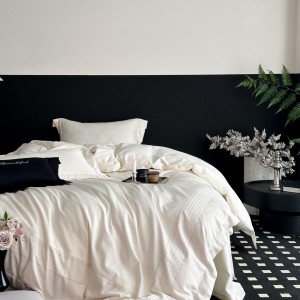 Simple style satin cotton bed linen exquisite king size house jacquard patchwork comforter cover bedroom bedding set wholesaler