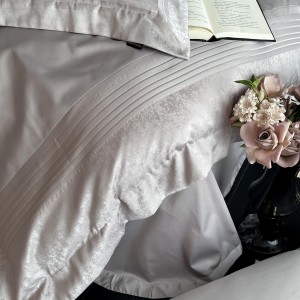 Simple style satin cotton bed linen exquisite king size house jacquard patchwork comforter cover bedroom bedding set wholesaler