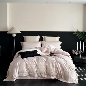Simple style satin cotton bed linen exquisite king size house jacquard patchwork comforter cover bedroom bedding set wholesaler