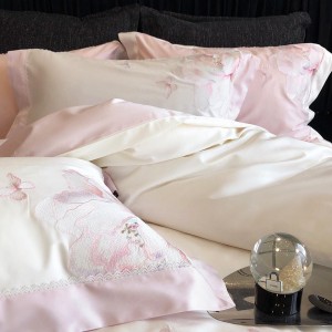 Pastoral style embroidery home textile 100s cotton bed linen pink duvet quilt comforter cover bedding set wholesaler