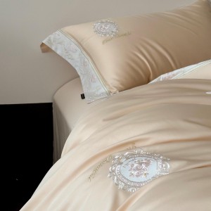 Wholesale high-quality gold embroidery duvet cover 100s Australia cotton bed sheet 4piece home textile kids’ bedding set supplier