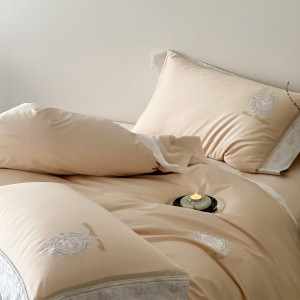 Wholesale high-quality gold embroidery duvet cover 100s Australia cotton bed sheet 4piece home textile kids’ bedding set supplier